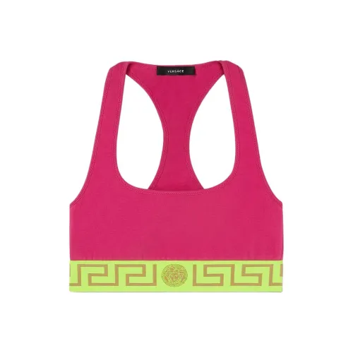 VERSACE Greca Border Triangle Bikini Top 'Fuchsia/ Yellow'