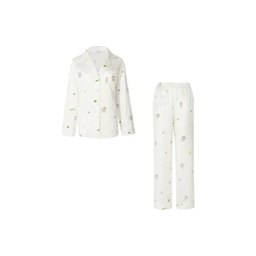 SILKY MIRACLE Pajama Set Women's Light Green Polka Dot