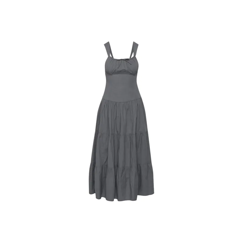 ARITZIA Sunday Best Strudel Poplin Maxi Dress Slip Dresses Women's Vintage Navy/Classic Marine Blue-0
