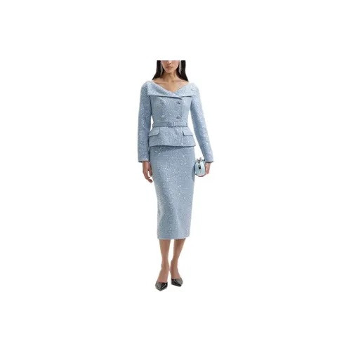 Self portrait Long Sleeved Dresses Women's Misty Blue