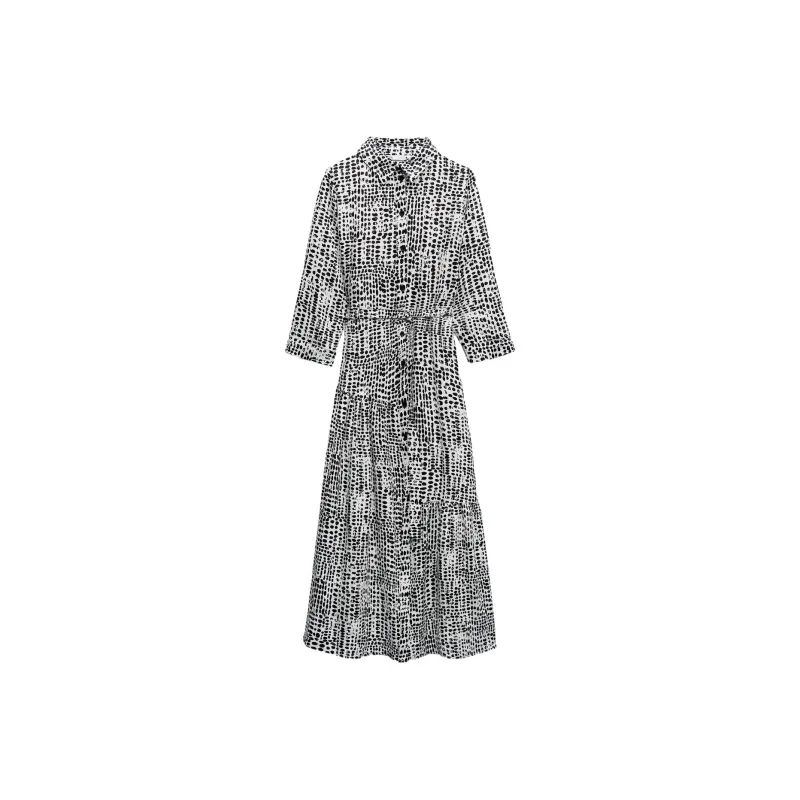 ZARA Long Sleeved Dresses Women's Black/White-0