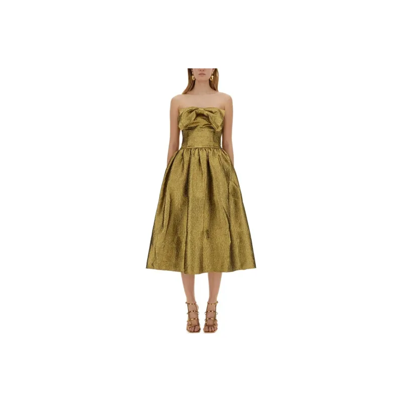 Self portrait Metallic Jacquard Midi Dress-0