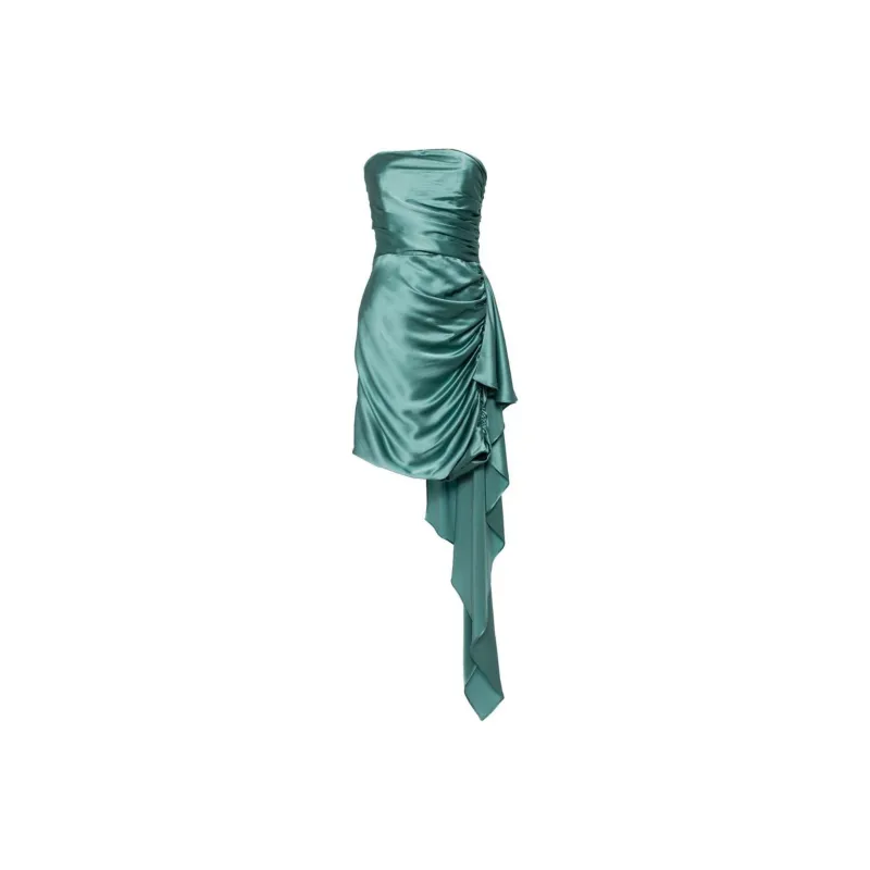 Michelle Mason Draped Strapless Silk Mini Dress-0