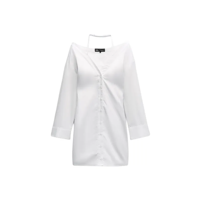 ZARA Long Sleeved Dresses Women's White-0