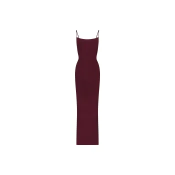 SKIMS FW24 SOFT LOUNGE LONG SLIP DRESS Slip Dresses Women's Bordeaux/Burgundy