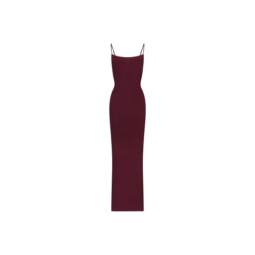 SKIMS FW24 SOFT LOUNGE LONG SLIP DRESS Slip Dresses Women's Bordeaux/Burgundy