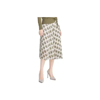 JZ. ANNAKRO Casual Long Skirts Women's Light Green Pattern