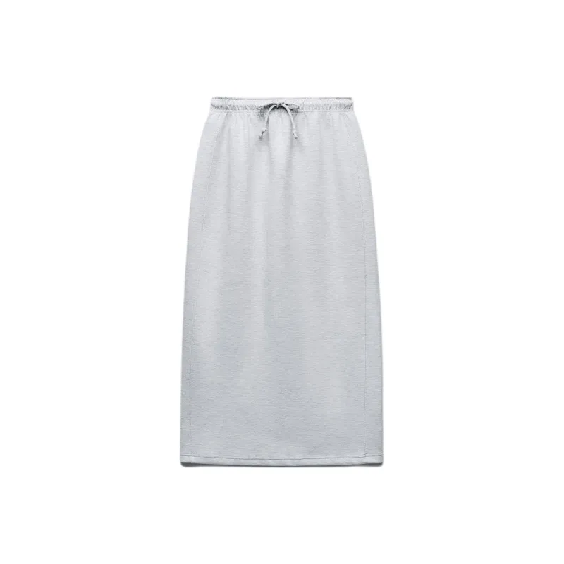 ZARA Casual Long Skirts Women's Zebra Print Gray-0