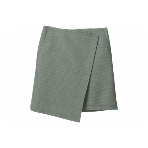 PushBUTTON Casual Short Skirts Women's Gray Black Fine Plaid
