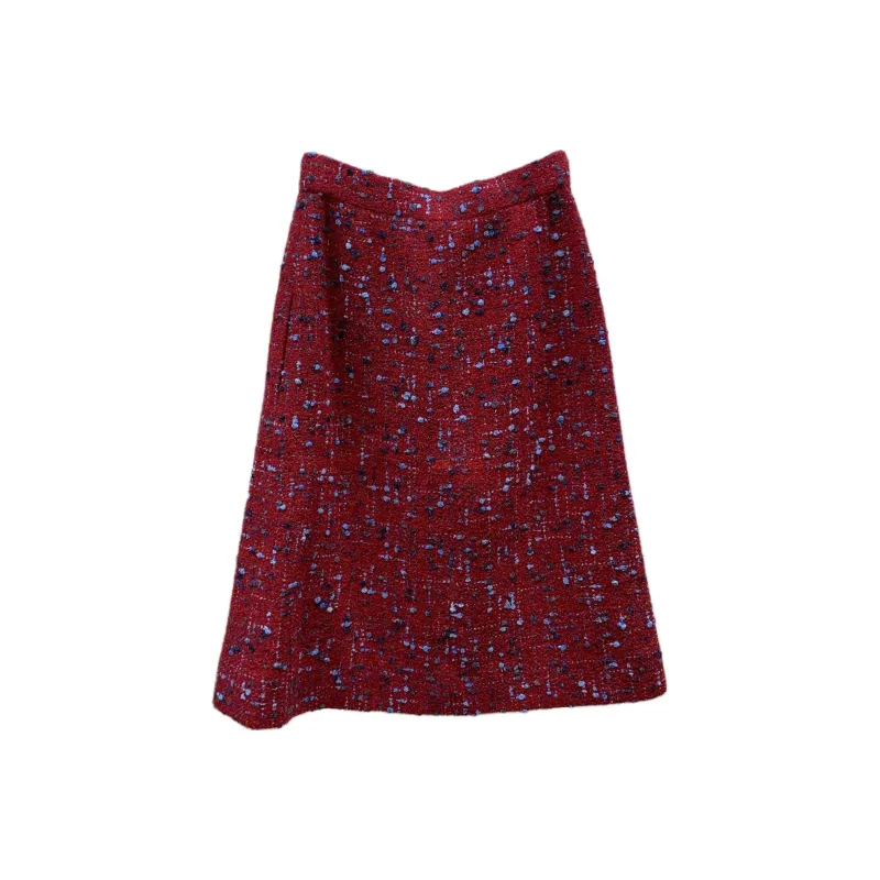 CHANEL 20K Knit Long Skirt Women's Red-1