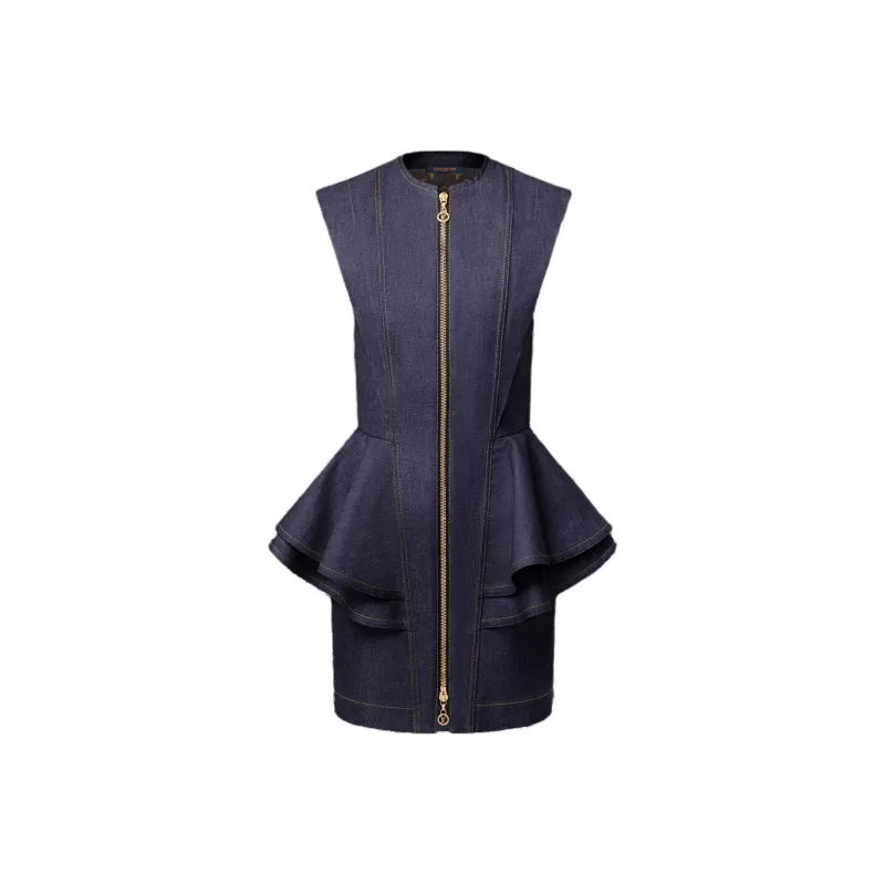 LOUIS VUITTON Denim Flounce Dress-0