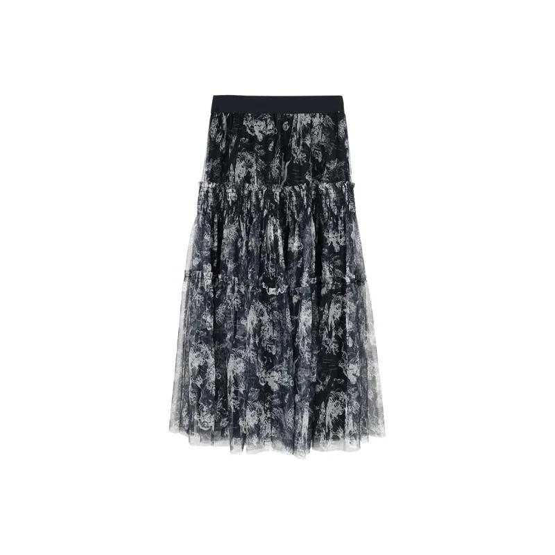 MISSSHINE Casual Long Skirts Women's Apricot Black-0