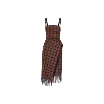 Oscar De La Renta Check Fringe Guipure Skirt
