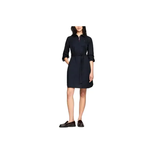 tommy color Hilfiger Long Sleeved Dress Women's Blue