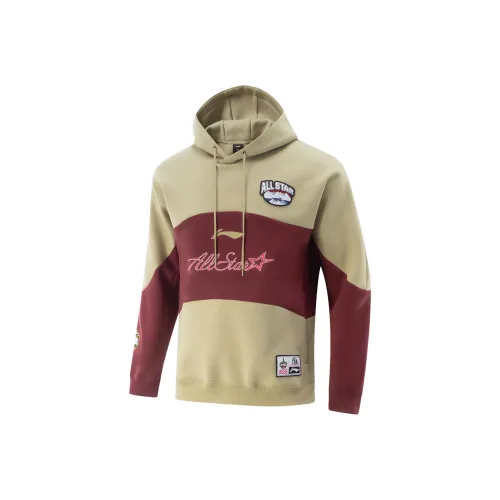 LiNing CBA All Star Collection Basketball Collection Sweatshirt Men's Wicker Khaki/Dark Burgundy