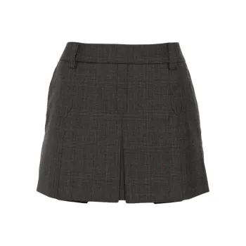 MIU MIU Tartan Print Mini Skirt 'Slate Grey'