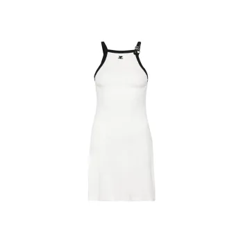 Courrèges Buckle Contrast Dress 'White/Black'