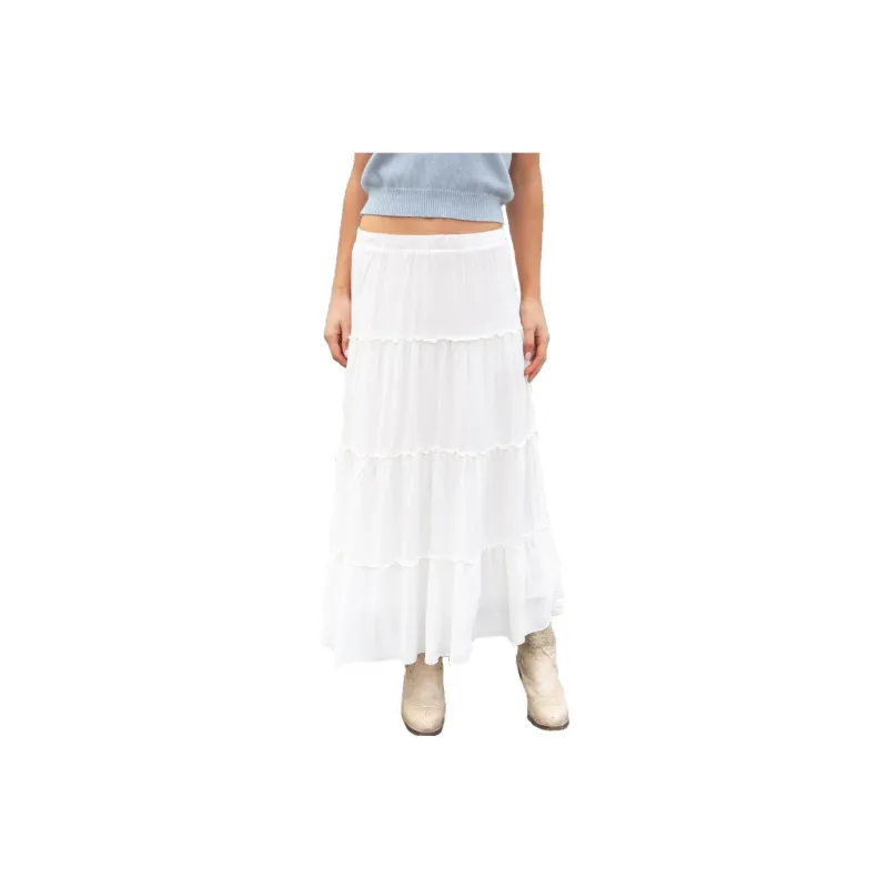 Brandy Melville Casual Long Skirts Women's White-0