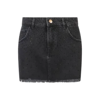 Blumarine Rhinestone Embellished Denim Mini Skirt