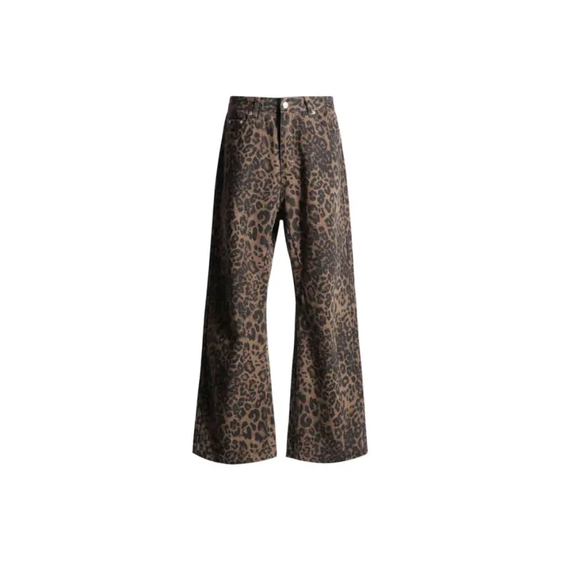 ZNZX Jeans Women's Coffee Brown Leopard Print-0