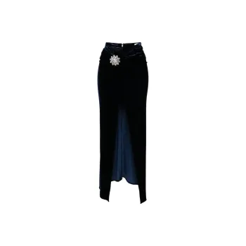Paco Rabanne Embellished Belt Velvet Skirt