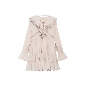 DEAR DEER PUFF Long Sleeved Dress Women's Pink