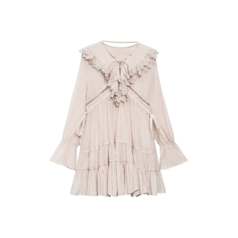 DEAR DEER PUFF Long Sleeved Dress Women's Pink-0