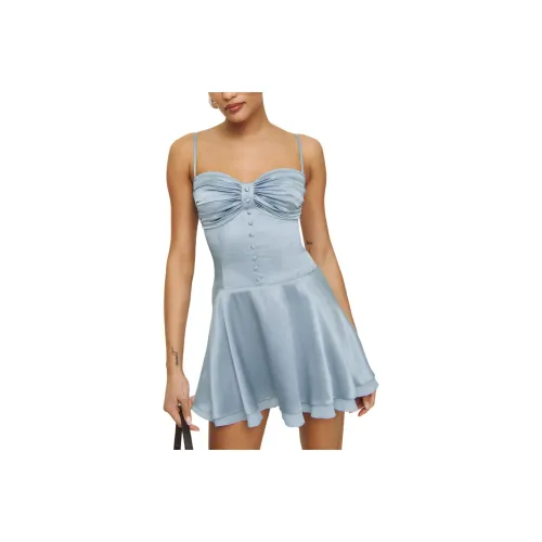 REFORMATION Ursula Silk Dress Slip Dresses Women's Mineral Blue