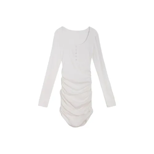 MUSTOFF Long Sleeved Dress Women's White