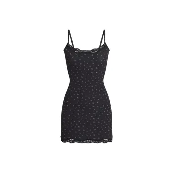 SKIMS FW24 FITS EVERYBODY LACE SLIP DRESS Slip Dresses Women's ONYX ROSEBUD PRINT/Agate Rose Lily Print