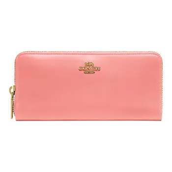 COACH Continental Wallet Calfskin Clutches Card Holder Wallet Small Size Women's Candy Pink