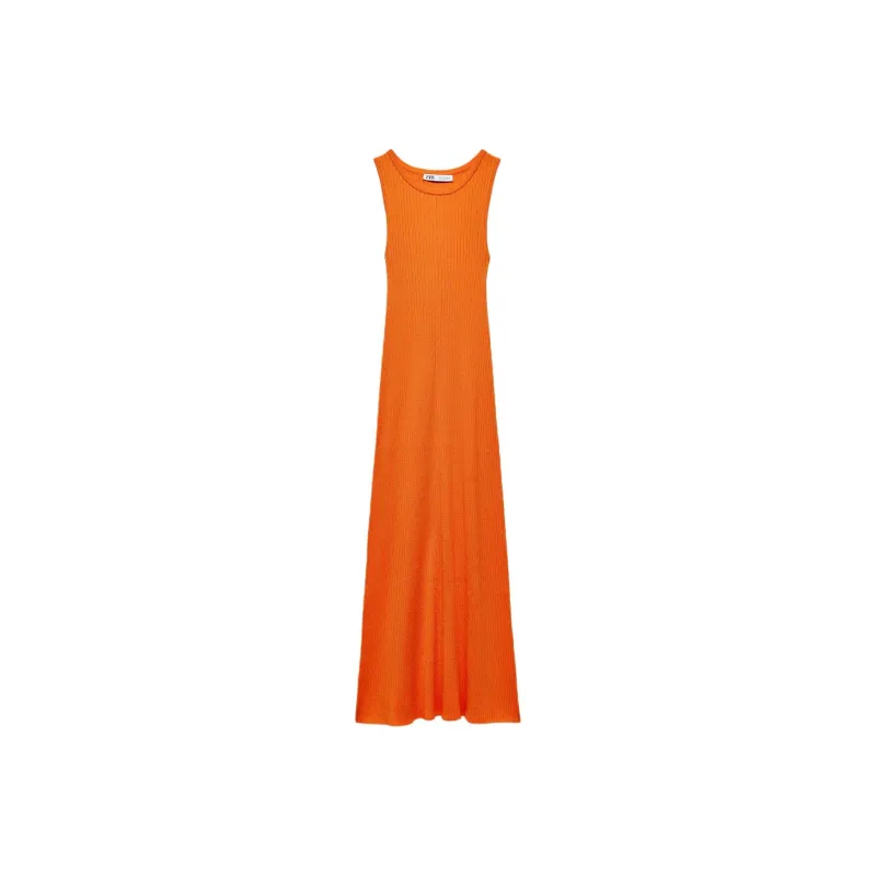 ZARA Sleeveless Dress Women's Orange-0