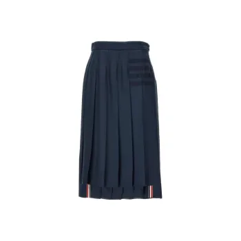 THOM BROWNE 4-Bar Pleated Midi Skirt