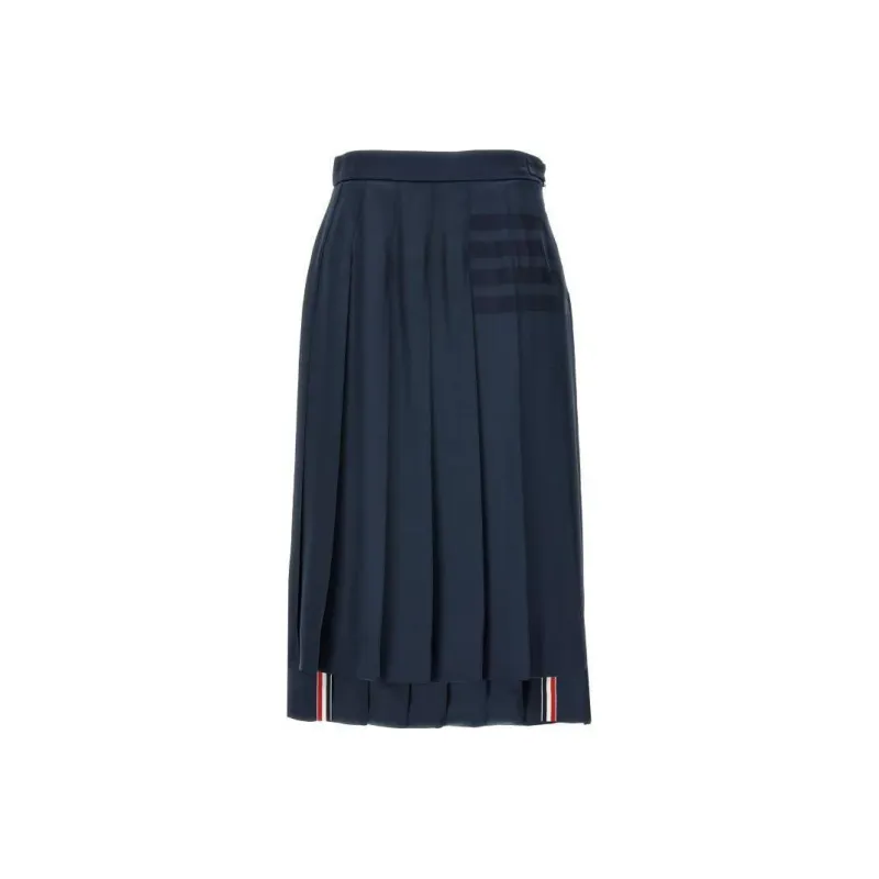 THOM BROWNE 4 Bar Pleated Midi Skirt-0