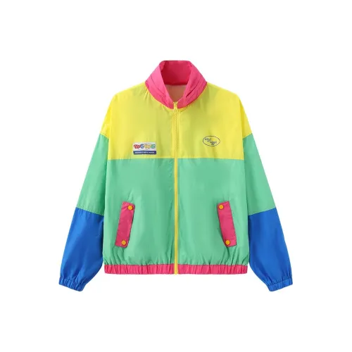 Wiggle Wiggle Zip Closure Color Block Loose Fit Individual Shirt Women's