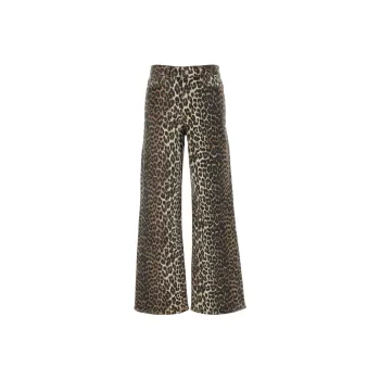 GANNI Leopard Printed Flared Jeans