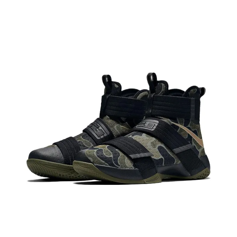 Nike Zoom Soldier 10 Anti Slip Wear Resistant High Top Basketball Shoes Men's Black-2