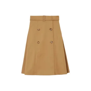 Burberry Belted Waist Double Breasted Flared Skirt