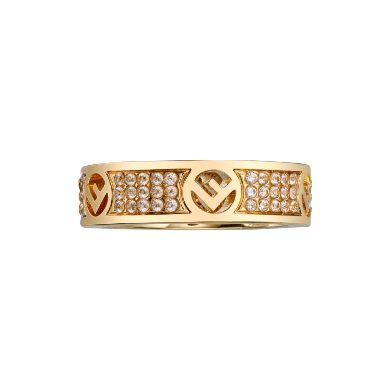 FENDI 21th Century Plated F Is FENDI Crystal Band Costume Ring-2