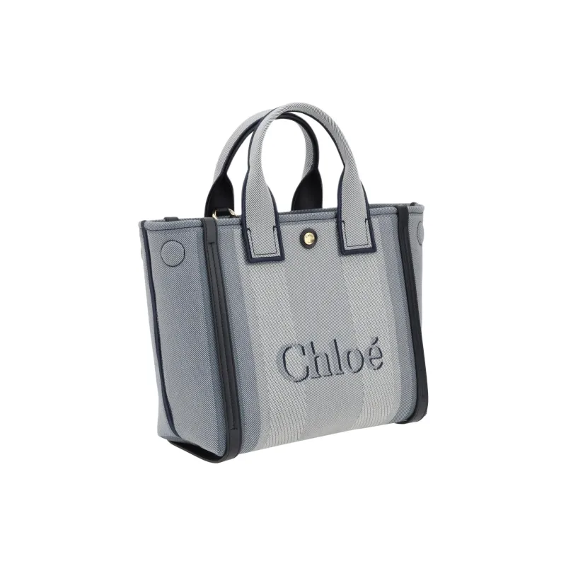 Chloe Carry Cotton Shoulder Bag, Crossbody Bag, Handbag Women's Gray & Blue-2