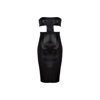 BALMAIN Strapless Leather Mini Dress