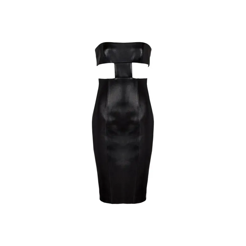 BALMAIN Strapless Leather Mini Dress-0