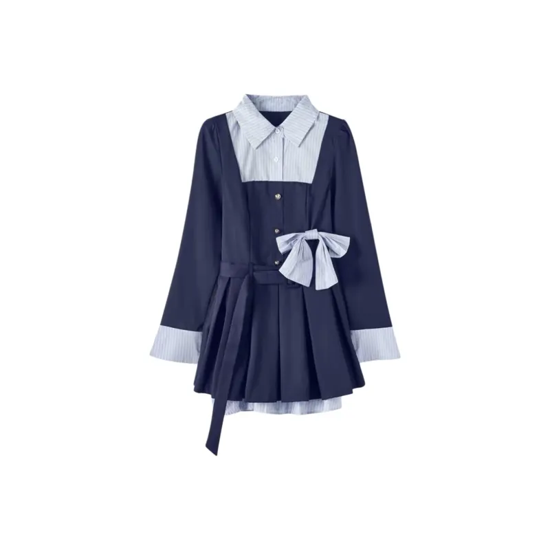 Nooidea Official Long Sleeved Dresses Women's Navy Blue-0