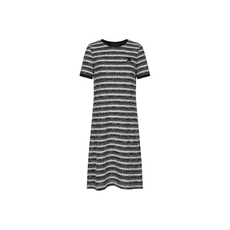 JZ. ANNAKRO Long Sleeved Dress Women's Black White Stripes-0