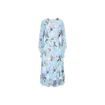 BBLLUUEE Long Sleeved Dress Women's Moonlight Blue