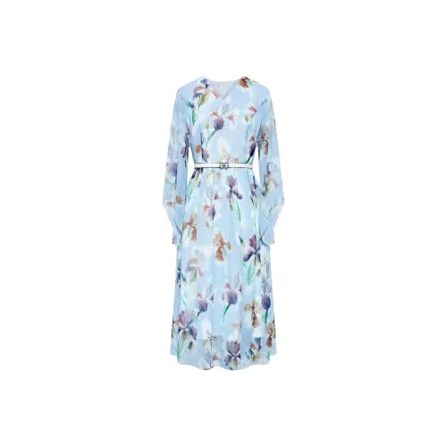 BBLLUUEE Long Sleeved Dress Women's Moonlight Blue