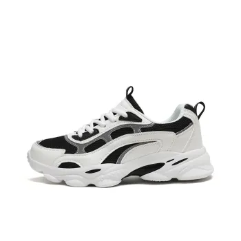 Binary Abrasion Resistant Low Top Chunky Sneakers Women's White Black
