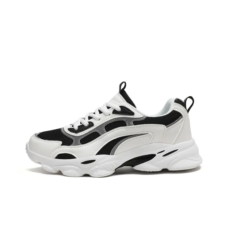 Binary Abrasion Resistant Low Top Chunky Sneakers Women's White Black-0