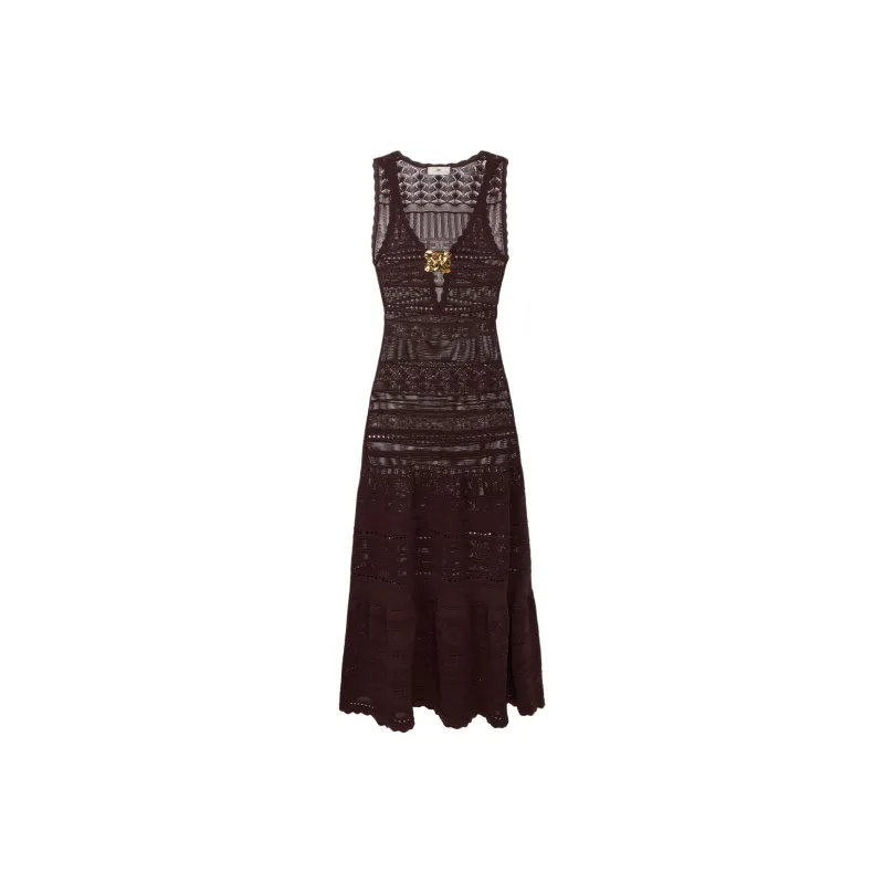 Elisabetta Franchi Sleeveless Dress Women's Cocoa-0