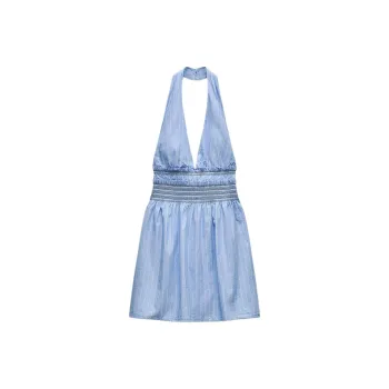 ZARA Trf Sleeveless Dress Women's Blue/White